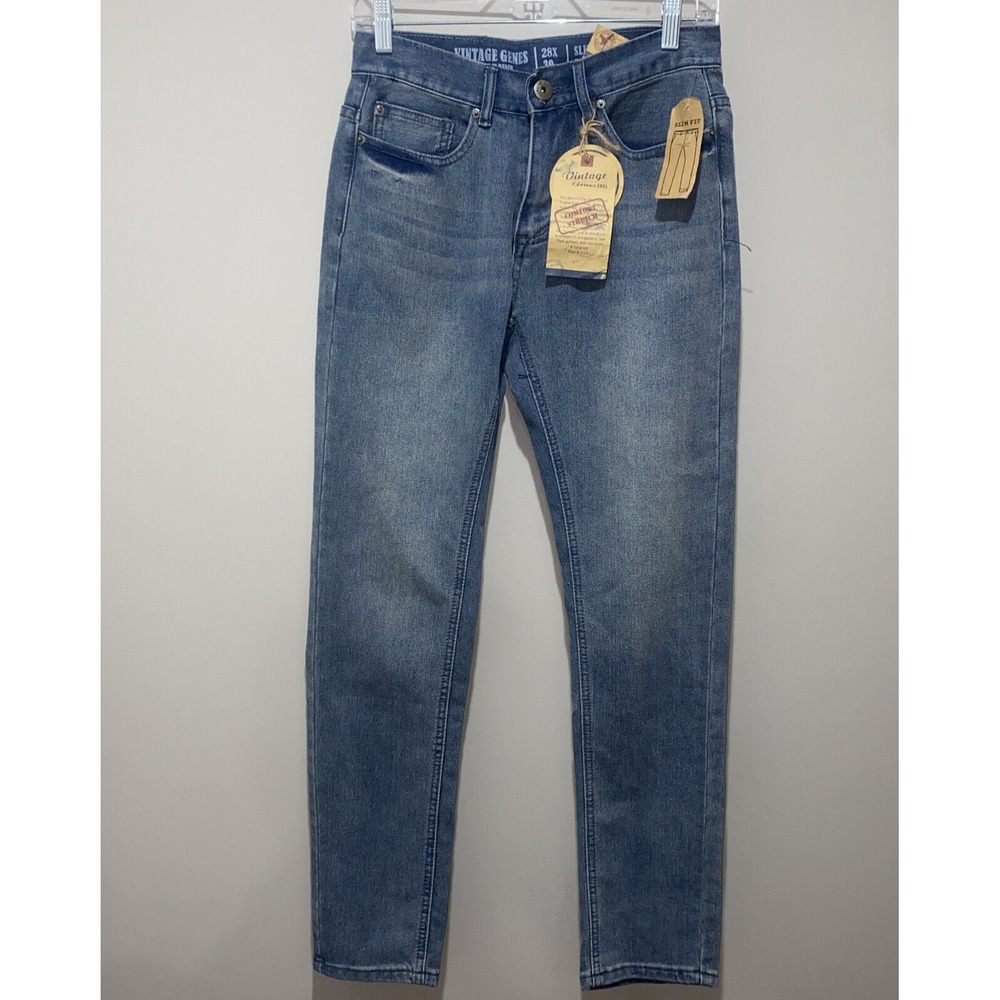 NWT Vintage Genes Lived in Denim Men's Slim Fit Jeans Comfort Stretch, 28x30‎